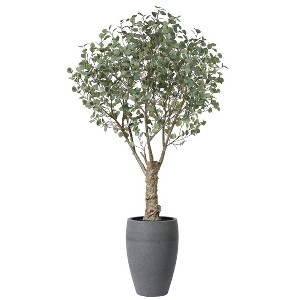 DR.Planzen 8ft UV Resistant Artificial Eucalyptus Tree with Grey Tall Planter, Fake Plant for Indoor Outdoor Home Decor, Big Faux Plant for Home Decor - 1 of 4