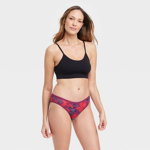 Women's Floral Print Cotton Bikini Underwear - Auden™ Assorted Red Xl :  Target