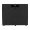 Letna Double Door Cabinet Dresser, Two Drawers, Four Interior Shelves, Three Cabinets With Door, Rod -Black - 2 of 4