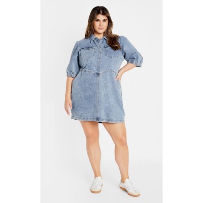 Women's Plus Size Remi Denim Dress - light wash | CITY CHIC