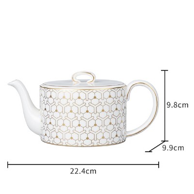 Elegant White and Gold Fine Bone China Tea Pot