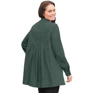 Woman Within Plus Size Pleat-Back Denim Jacket - 1 of 4