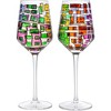 The Wine Savant Hand Painted Renaissance Rectangle Design Wine Glasses, Beautiful Stained-Glass Pattern, Unique & Stylish Home Decor - 2 pk - 2 of 4