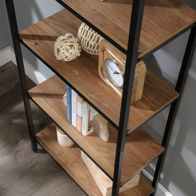 North Avenue Tall 4-Shelf Sindoori Mango and Black Metal Bookcase