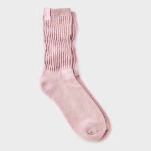 Women's Ultra Soft Ribbed Cushioned Slouch Crew Socks with Woven label - Auden™ 4-10 - 1 of 4
