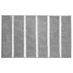 mDesign Soft Microfiber Polyester Rug, Non-Slip Spa Mat/Runner - Gray/White