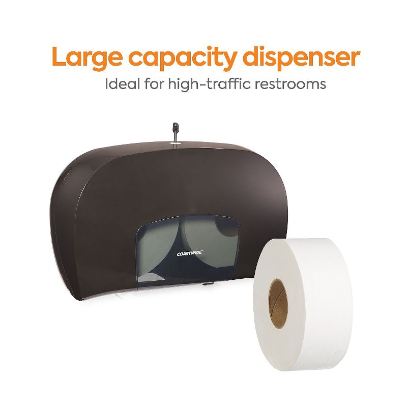 Coastwide Professional Twin Jumbo Roll Toilet Paper Dispenser Black (CW60831), 2 of 10