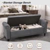 Storage Bed Bench, Faux Leather Upholstered Ottoman Foot Rest with Rolled Arms - 3 of 4
