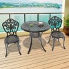 3-Piece Patio Set: Round Table & 2 Chairs - Cast Aluminum, All-Weather/Umbrella Hole & Adjustable Legs for Balcony/Backyard - 2 of 4