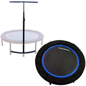LEAPS & REBOUNDS 48" Adjustable Stability Bar Attachment with 48" Mini Fitness Trampoline and Home Gym Rebounder for Cardio Exercises, Blue - 1 of 4