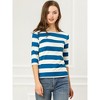 INSPIRE CHIC Women's Stripes Casual Basic Elbow Sleeves Boat Neck Slim Fit T-Shirts - 2 of 4