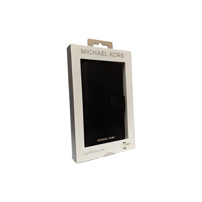 Original Michael Kors Saffiano Leather Folio Case for iPhone X/Xs- Black, 1 of 5