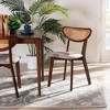 Baxton Studio 2pc Dannell Fabric and Wood Dining Chairs Gray/Walnut Brown/Light Brown: Mid-Century, Rattan Detail, Foam Cushion - 3 of 4