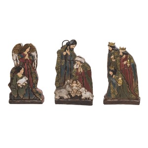 Transpac Resin 8.86 in. Multicolor Christmas Ornate Nativity Scene Set of 3 - 1 of 4