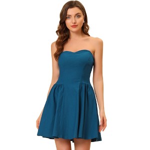 INSPIRE CHIC Women's Strapless Sweetheart Neck Off Shoulder Sleeveless Fit And Flare Mini Party Dress - 1 of 4
