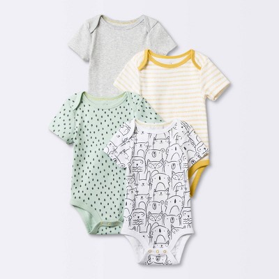 Baby 4pk Modern Hues Short Sleeve Bodysuit - Cloud Island™ Yellow 0-3M