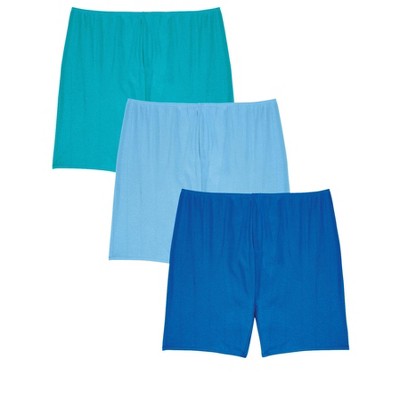 Comfort Choice Women's Plus Size 3-pack Cotton Bloomers - 10, Blue : Target