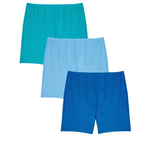 Comfort Choice Women's Plus Size 3-Pack Cotton Bloomers - 15, Blue