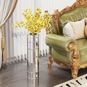 Racxily Floor Vase, Silver Mirror Design with MDF & Glass for Artificial Plants - 1 of 4