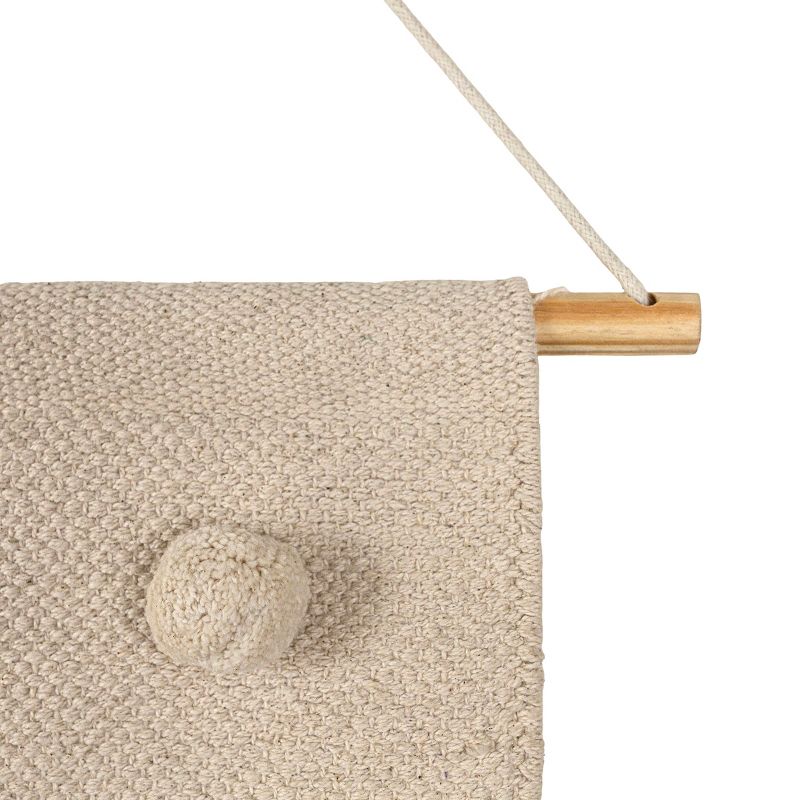 Hand Woven with Poms and Fringe Wall Art Cotton & Wood Dowel by Foreside Home & Garden, 3 of 7