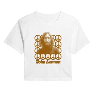 Women's - John Lennon - Lennon Peace Portrait Cropped Graphic T-Shirt - 1 of 4