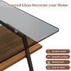 Lyngins 38.58" Modern Coffee Table with Tempered Glass Top, MDF Lower Panel & Metal Legs, 2-Tier Rectangle Center Table, Living Room Tea Table - 3 of 4