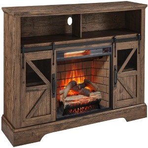 NAYSAYE Indoor Fireplace TV Stand Overheating Protection Adjustable Flame for Living Room, Brown, 60"*15.75"*32" - 1 of 4