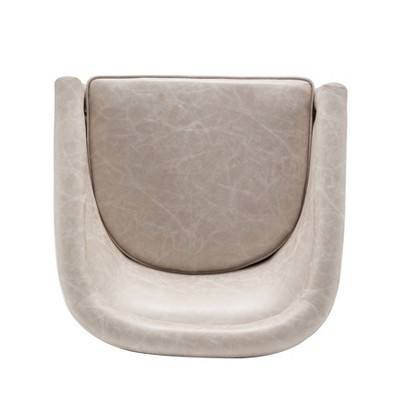 Light Tan Faux Leather Swivel Barrel Chair with Metal Base