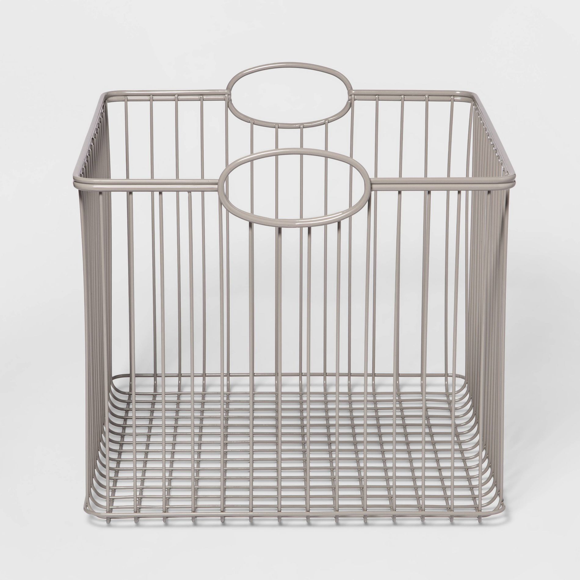 Large Wire Stackable Kids' Storage Basket Gray - Pillowfort™: Metal, Rectangle, Handles, 13 Inch Cube System Compatible