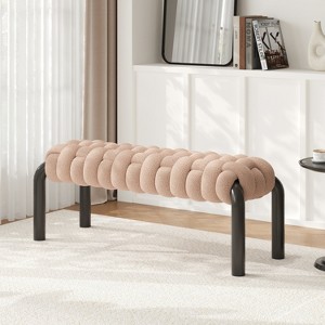 Christopher Knight Home Xander Modern Teddy Braided Upholstered Bench with Metal Legs - 1 of 4
