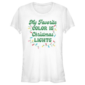 Juniors Womens Lost Gods My Favorite Color Is Christmas Lights T-Shirt - 1 of 4