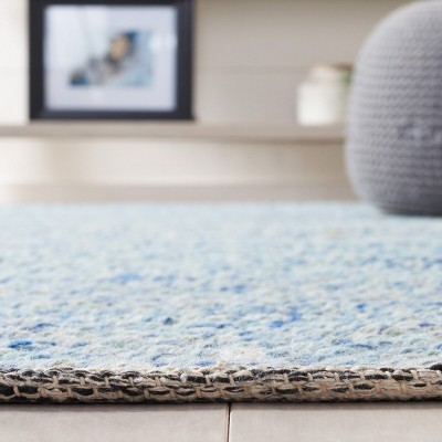 Handmade Blue Wool Tufted Square Area Rug 6' x 6'