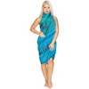 LA LEELA Women's Sarong Bikini Skirt Cover up Swimwear Bathing suit Summer Wraps Swimsuit Beach Wrap Coverups for Women One Size Blue, Tie Dye Design - 4 of 4