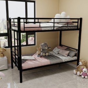 TIRAMISUBEST Twin Over Twin Metal Bunk Bed for Kids, Sturdy Frame with Ladders & Guardrails, Converts to 2 Beds, No Box Spring Needed - 1 of 4