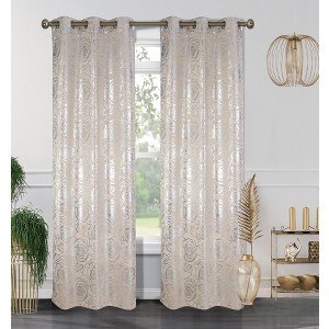 Floral Metallic Blackout Grommet Curtain Panels (Set of 2) - 1 of 4