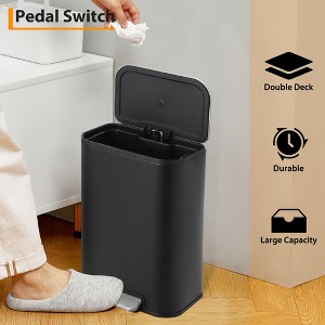 Stainless Steel Trash Can with Thin Lid with Step Pedal, Large Garbage Can for Kitchen,Shopping mall, living room, office - 1 of 4