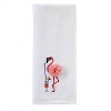SKL Home 2pc Cool Flamingo Hand Towel Set Optic White: 100% Cotton, Midweight 450-550 GSM, Dobby Velour Texture, Machine Washable - 3 of 4
