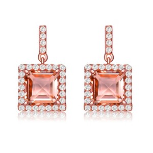 Guili Blush Glow Champagne Cubic Zirconia Earrings in a rose gold overlay, designed to bring a warm, elegant hue to any soft-toned look - 1 of 3