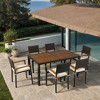7 piece Outdoor Patio Wicker Dining Set Patio Wicker Furniture Dining Set w/Acacia Wood Top Brown Wicker + Cream Cushion - 2 of 4