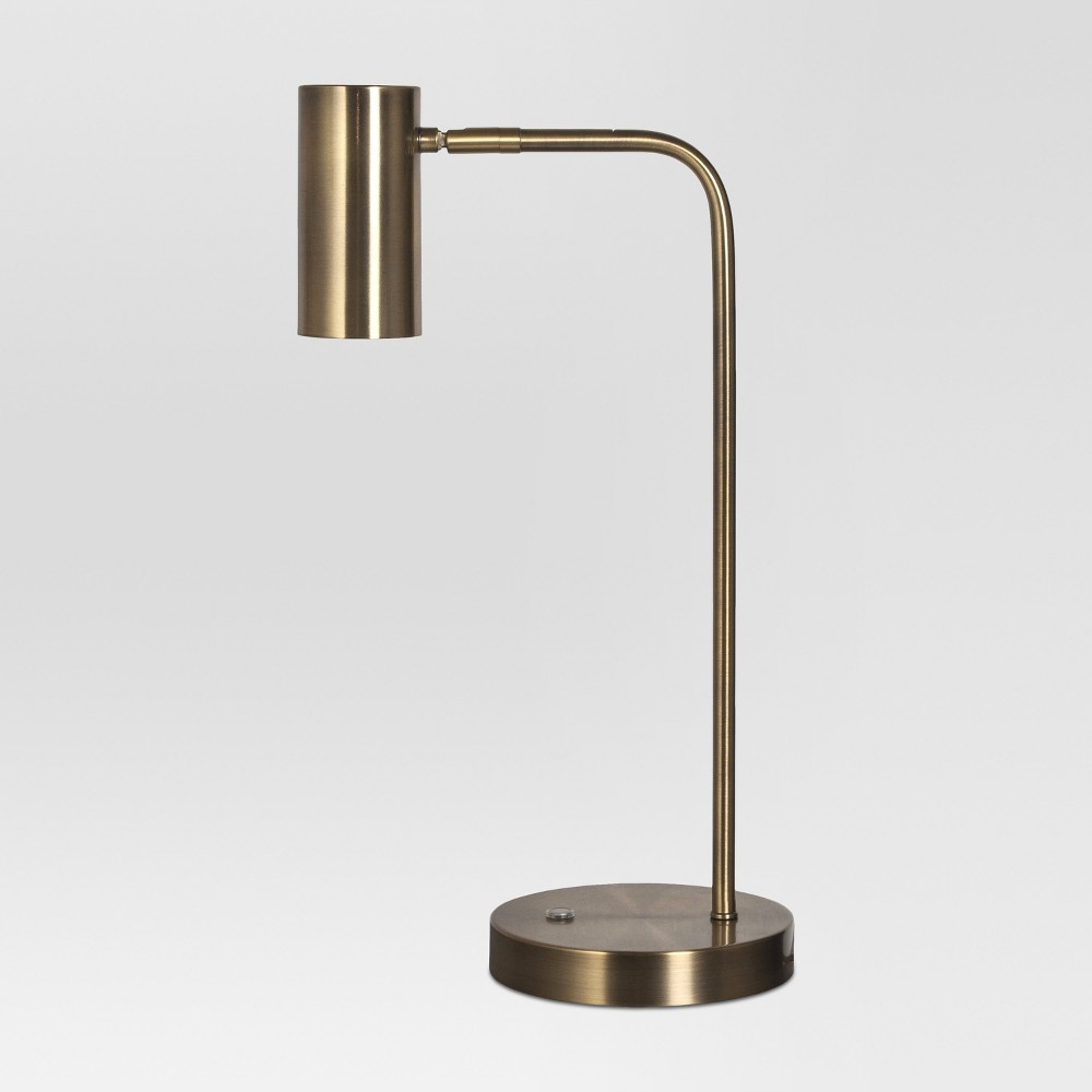 Photos - Floodlight / Street Light Dean Desk Lamp Brass: Sturdy Steel, ETL Listed, Modern Cylinder Shade - Th