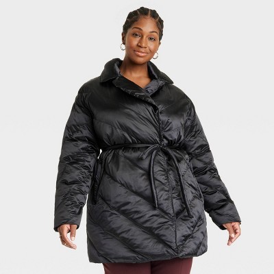 Black puffer jacket shop women's plus size