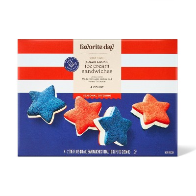 Red White and Blue Star Ice Cream Sandwiches - 10.8oz/4ct - Favorite Day™