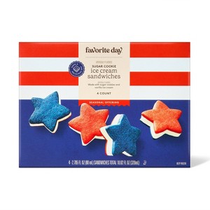 Red White and Blue Star Ice Cream Sandwiches - 10.8oz/4ct - Favorite Day™ - 1 of 3