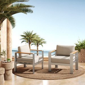 Aluminum Outdoor Lounge Chairs with Rust Resistant Frame,Modern Patio Club Chairs with Cushion,Lounge Chair for Garden Deck-Cuddlewood - 1 of 4
