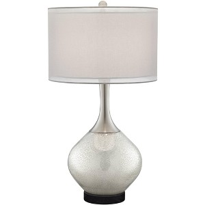Possini Euro Design Swift Modern Table Lamp with Round Black Marble Riser 30 1/2" Tall Mercury Glass Double Shade for Bedroom Living Room Nightstand - 1 of 4