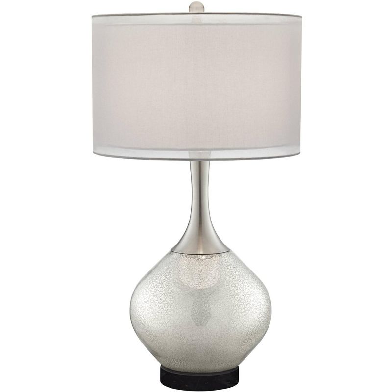 Possini Euro Design Swift Modern Table Lamp with Round Black Marble Riser 30 1/2" Tall Mercury Glass Double Shade for Bedroom Living Room Nightstand, 1 of 7