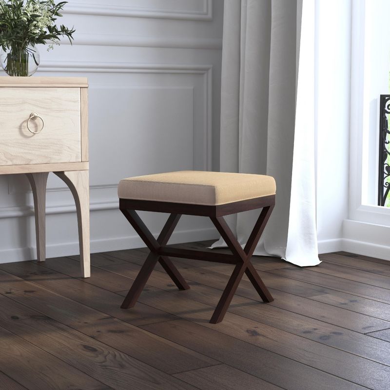 18.5&#34; Morgan Backless Upholstered Wood Vanity Stool Golden Beige - Hillsdale Furniture, 3 of 16
