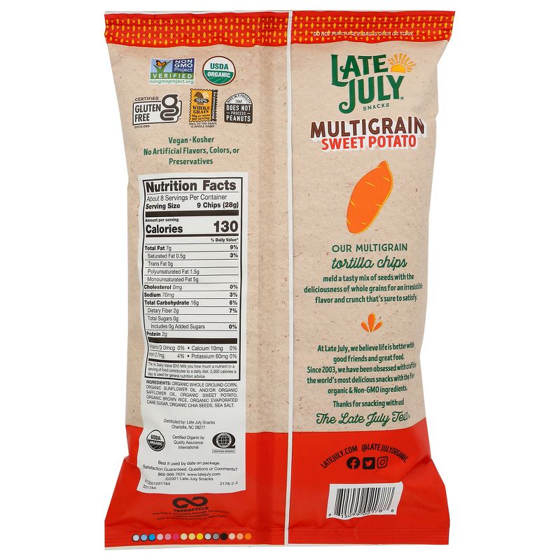 Late July Snacks Multigrain Sweet Potato Tortilla Chips - Case of 12/7.5 oz, 3 of 7