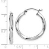 Black Bow Jewelry 3mm Sterling Silver, Twisted Round Hoop Earrings, 25mm (1 Inch) - 4 of 4