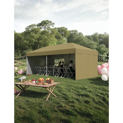 10x20 Pop Up Canopy Tent with 4 SideWalls, Heavy Duty Outdoor Canopy All Season Waterproof Commercial Street Vendors Party Tents with Roller Bag